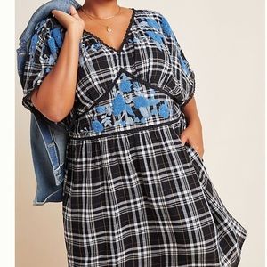 Anthropologie Embroidered Plaid Tunic/Dress